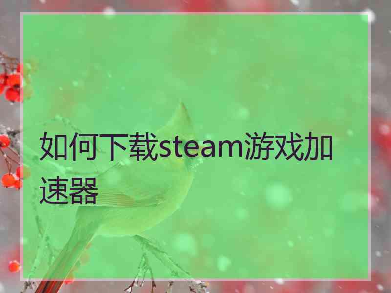 如何下载steam游戏加速器