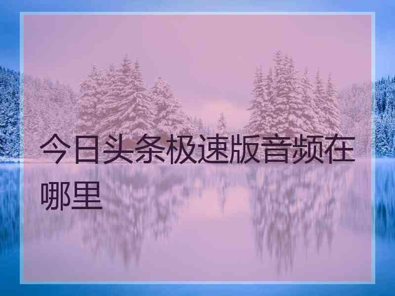 今日头条极速版音频在哪里