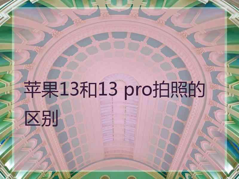 苹果13和13 pro拍照的区别