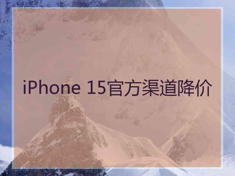 iPhone 15官方渠道降价