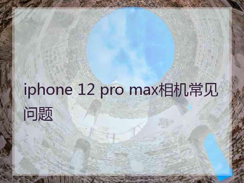 iphone 12 pro max相机常见问题