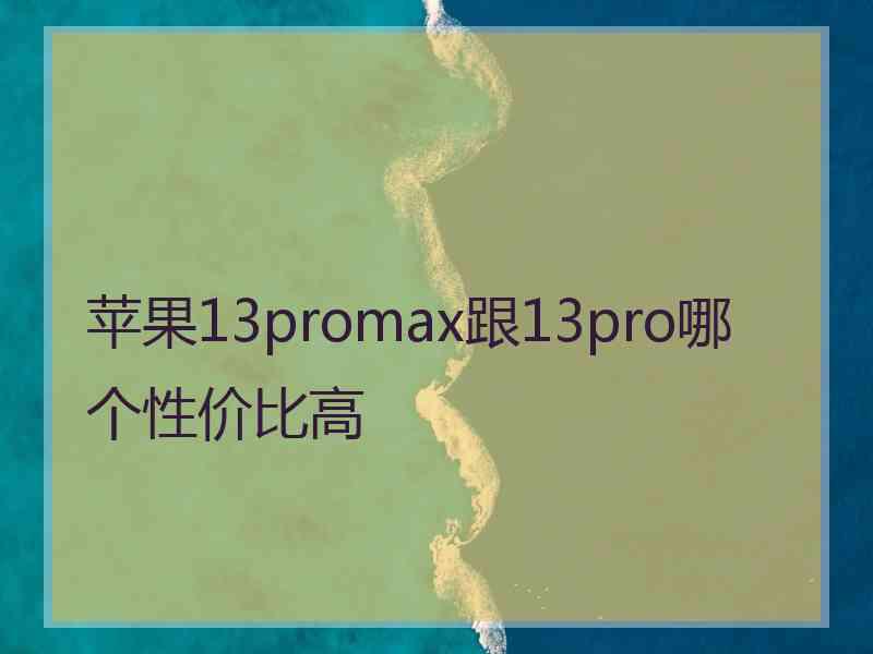 苹果13promax跟13pro哪个性价比高