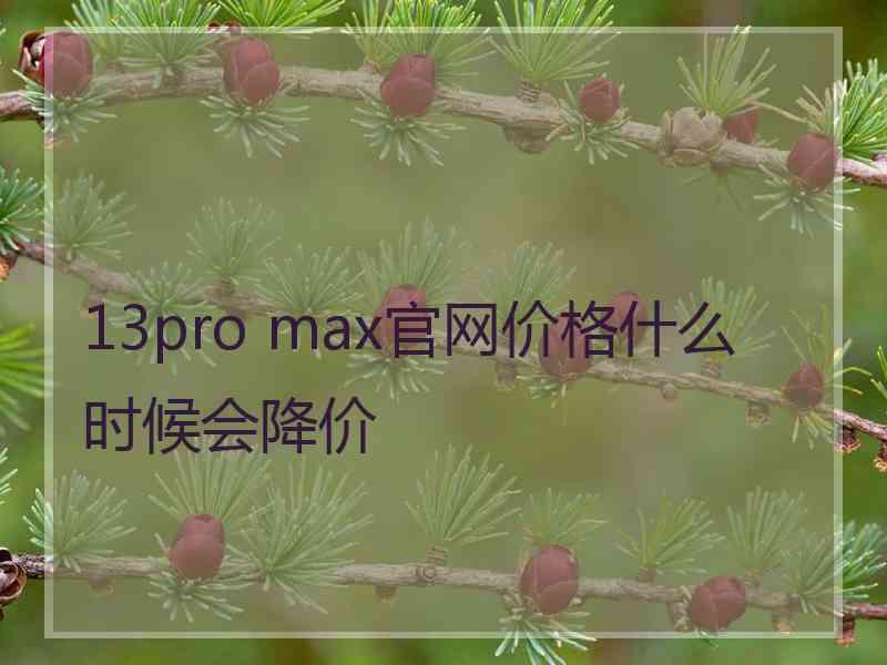 13pro max官网价格什么时候会降价