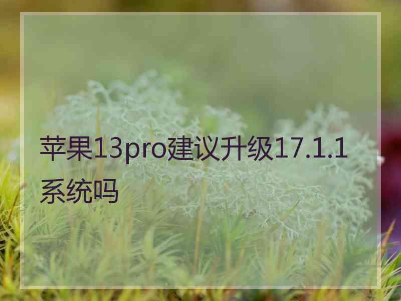 苹果13pro建议升级17.1.1系统吗