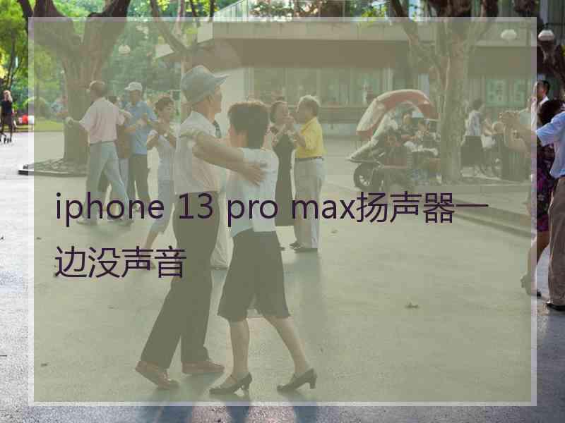 iphone 13 pro max扬声器一边没声音