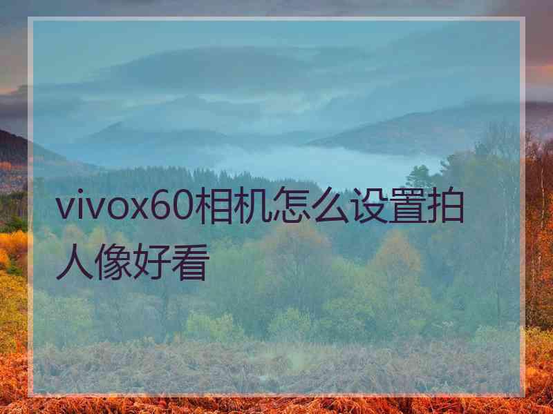 vivox60相机怎么设置拍人像好看