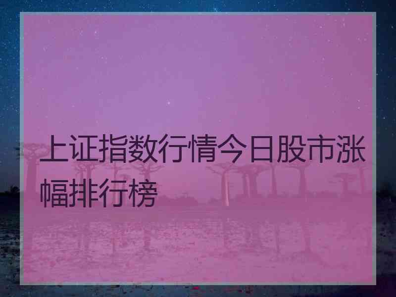 上证指数行情今日股市涨幅排行榜