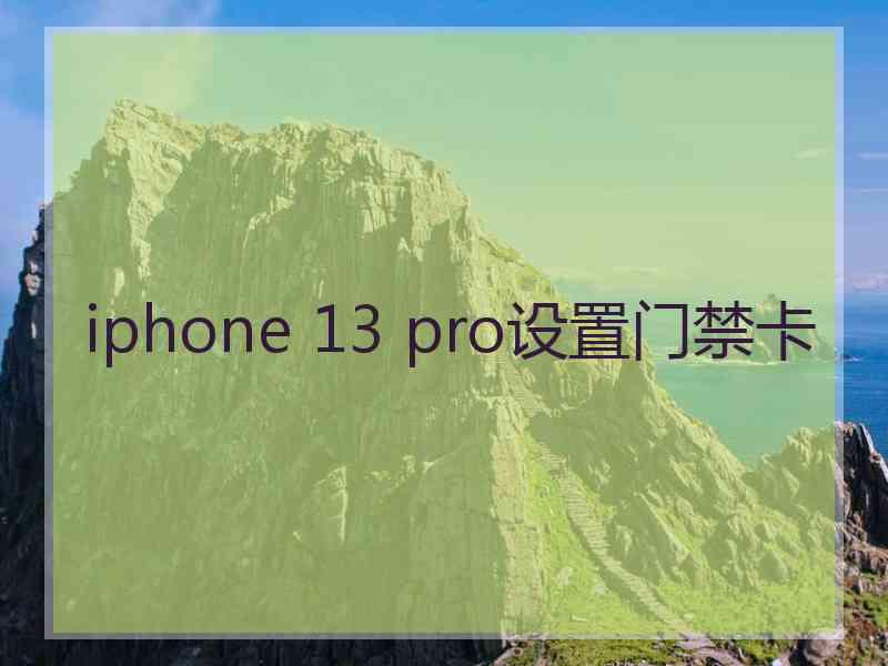 iphone 13 pro设置门禁卡