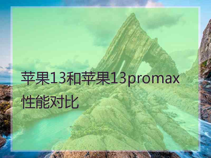 苹果13和苹果13promax性能对比