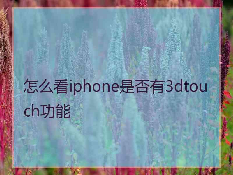 怎么看iphone是否有3dtouch功能
