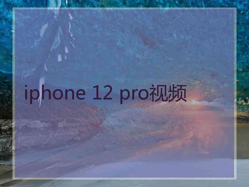 iphone 12 pro视频