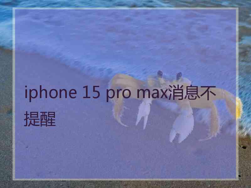 iphone 15 pro max消息不提醒