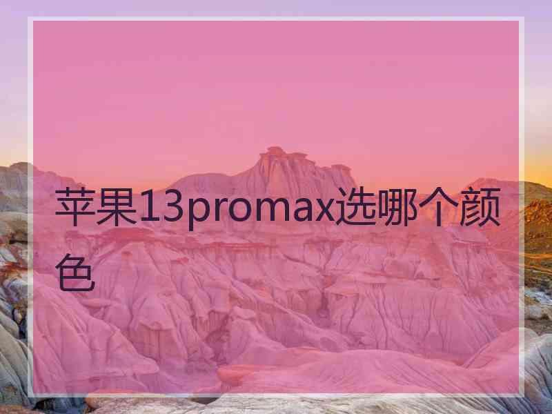 苹果13promax选哪个颜色