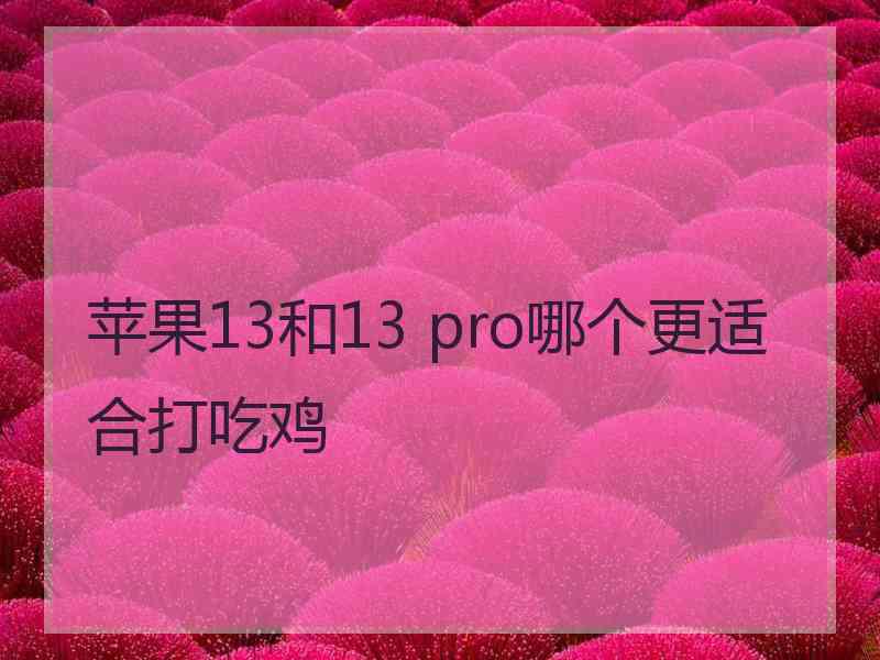 苹果13和13 pro哪个更适合打吃鸡