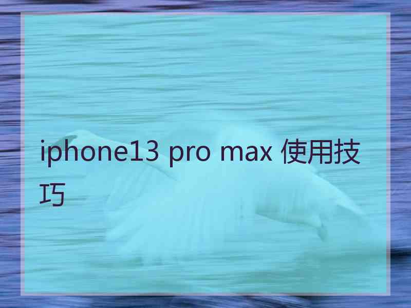 iphone13 pro max 使用技巧