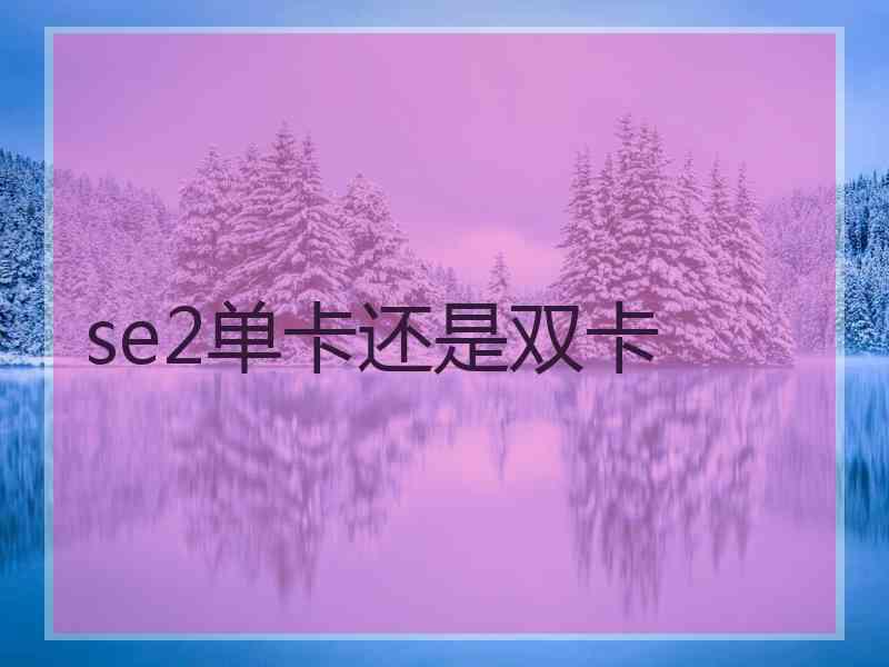 se2单卡还是双卡