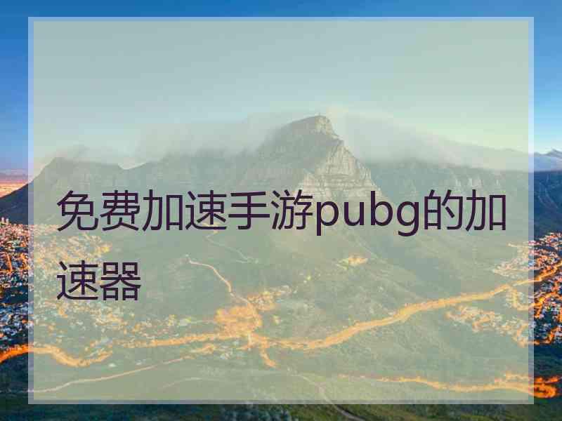 免费加速手游pubg的加速器