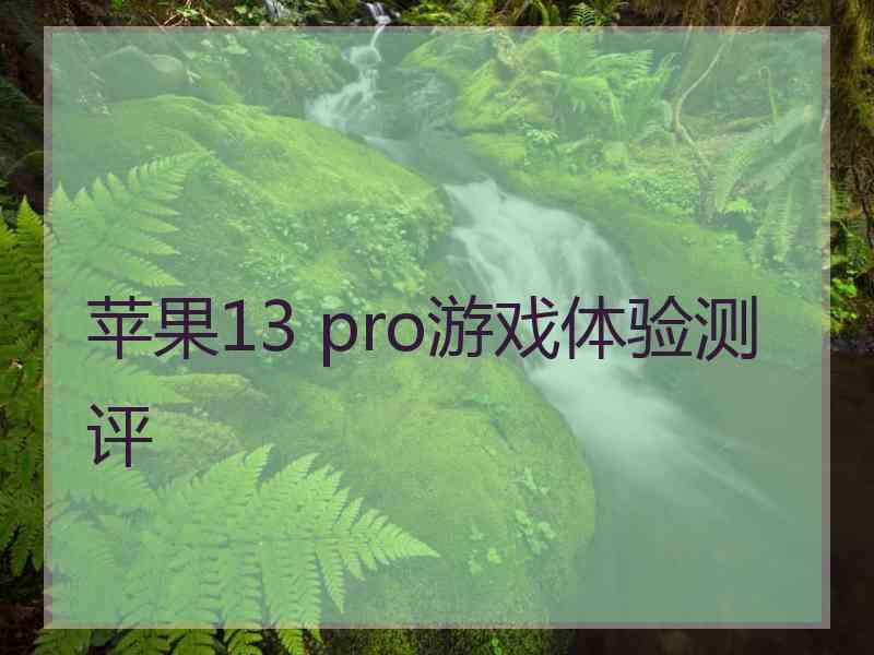 苹果13 pro游戏体验测评