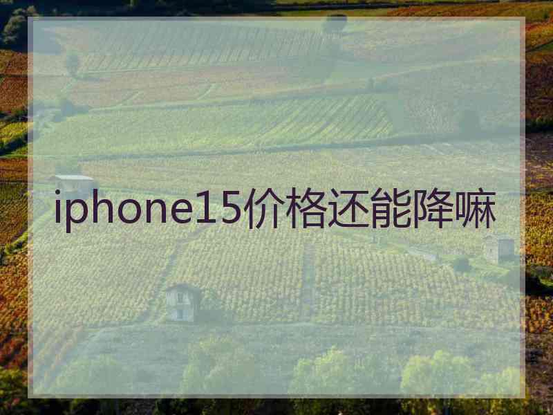 iphone15价格还能降嘛