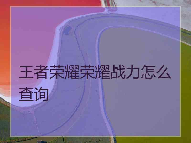 王者荣耀荣耀战力怎么查询