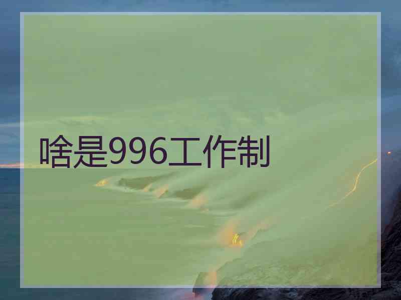 啥是996工作制