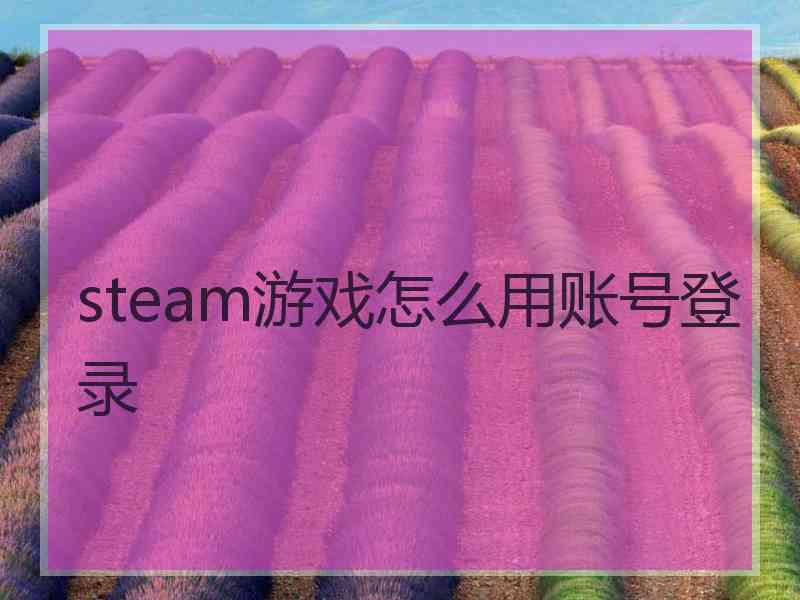 steam游戏怎么用账号登录