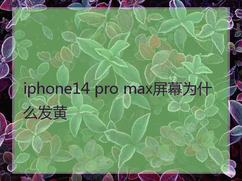 iphone14 pro max屏幕为什么发黄