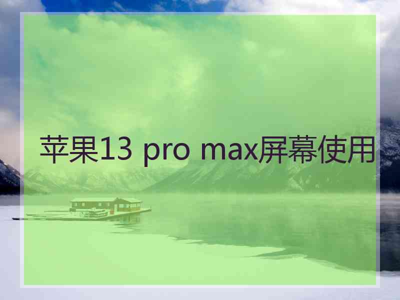 苹果13 pro max屏幕使用