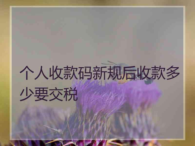 个人收款码新规后收款多少要交税