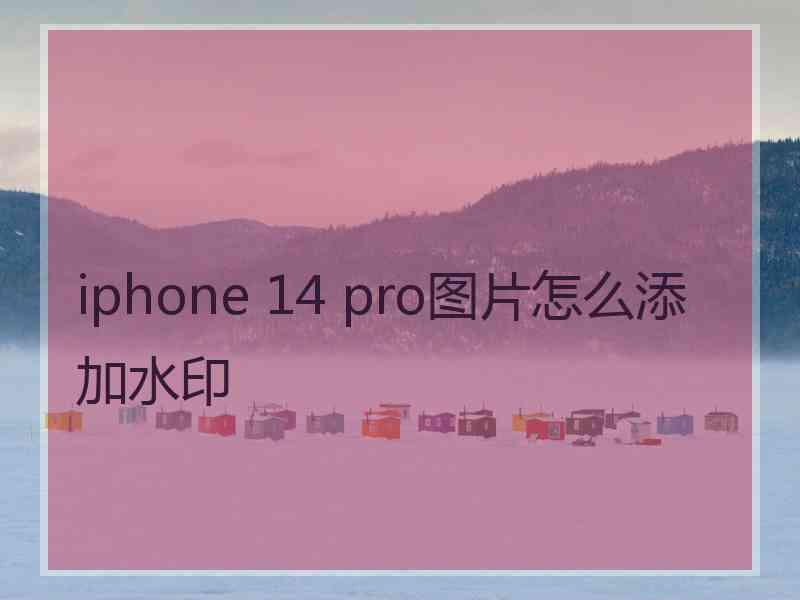 iphone 14 pro图片怎么添加水印