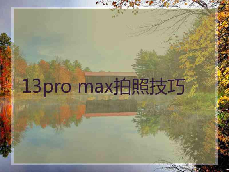 13pro max拍照技巧