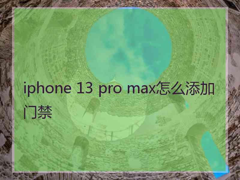 iphone 13 pro max怎么添加门禁