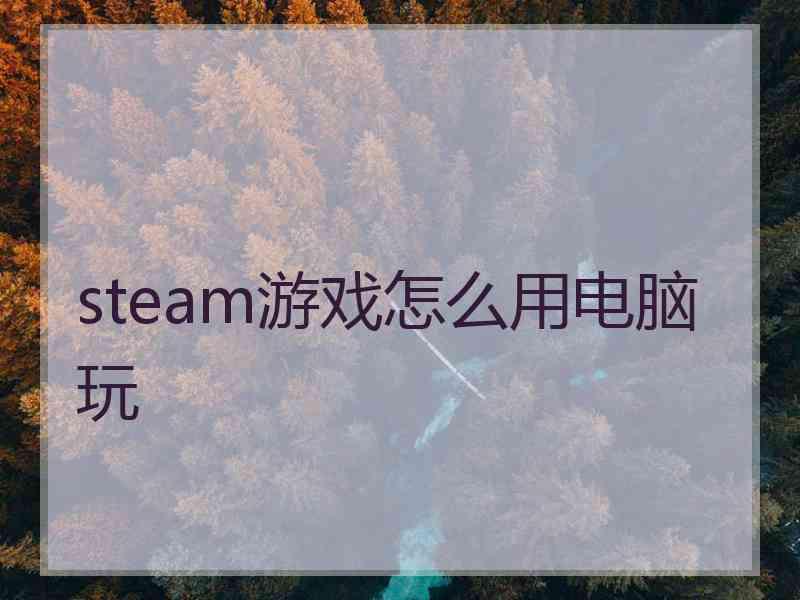 steam游戏怎么用电脑玩