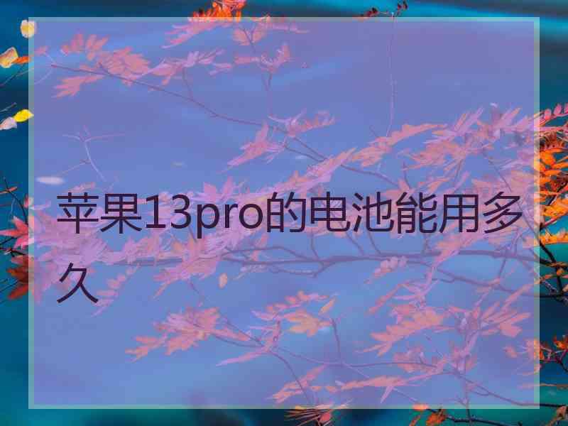 苹果13pro的电池能用多久