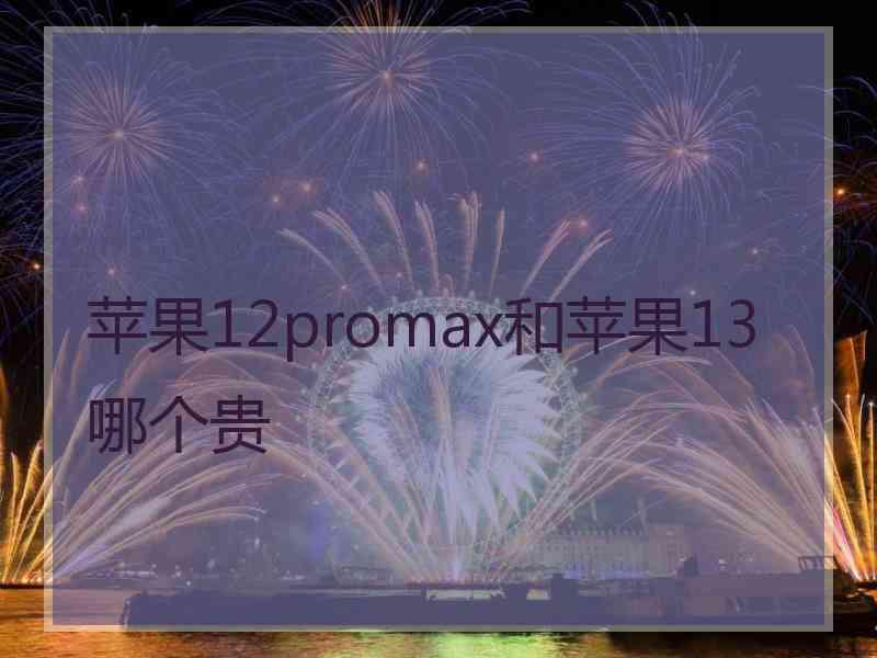 苹果12promax和苹果13哪个贵