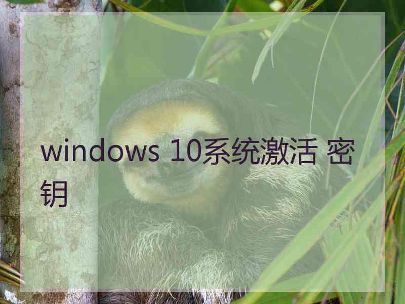 windows 10系统激活 密钥