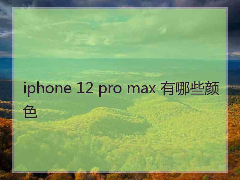 iphone 12 pro max 有哪些颜色