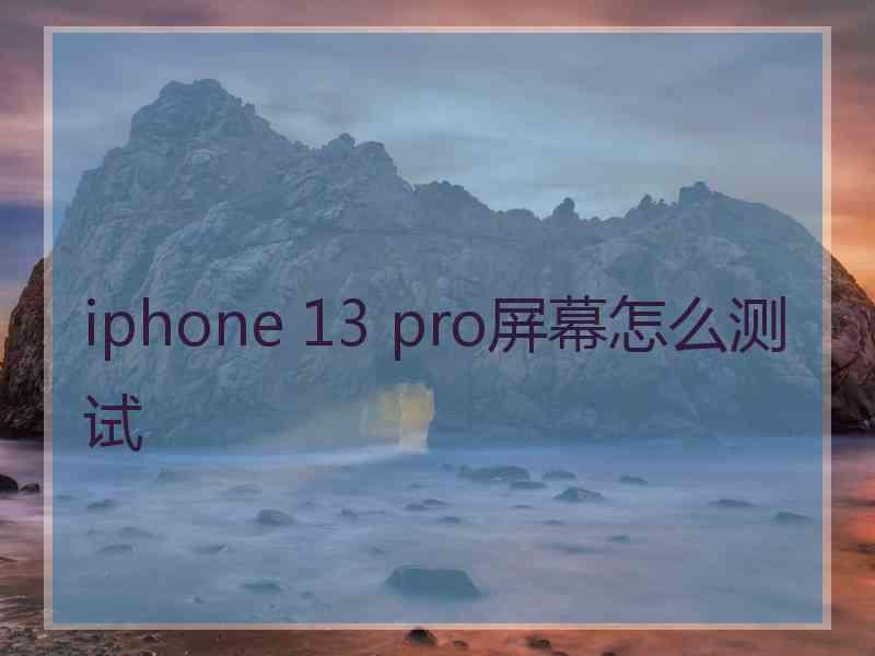 iphone 13 pro屏幕怎么测试