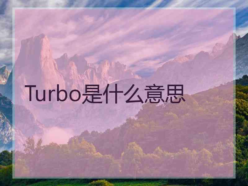 Turbo是什么意思