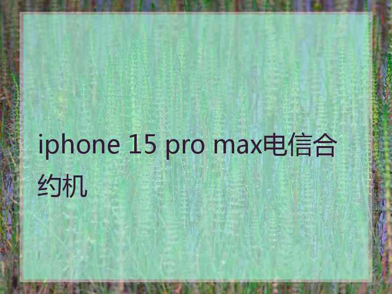 iphone 15 pro max电信合约机