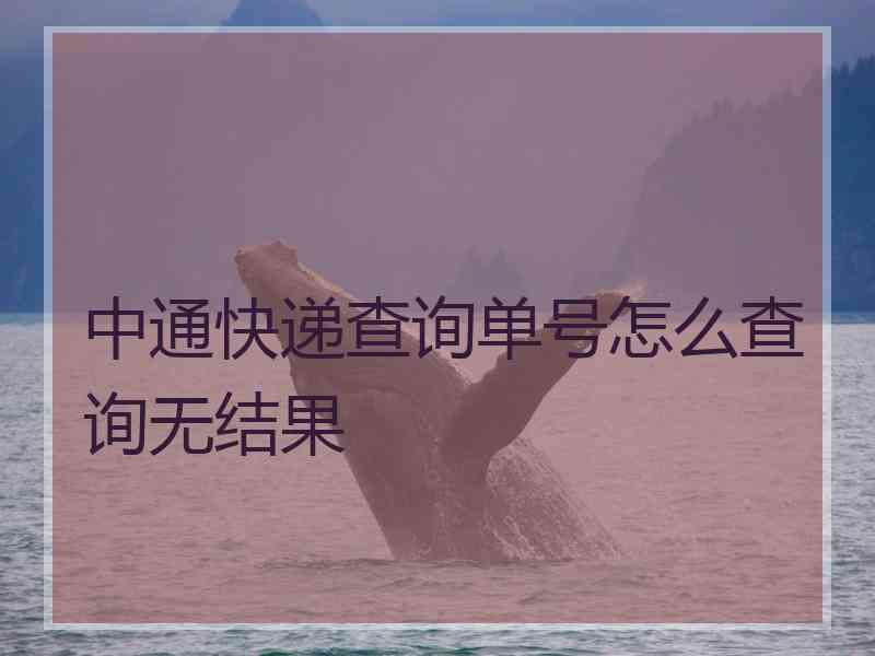 中通快递查询单号怎么查询无结果