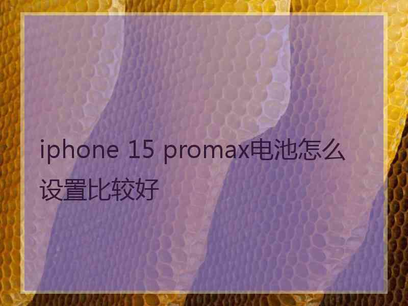 iphone 15 promax电池怎么设置比较好