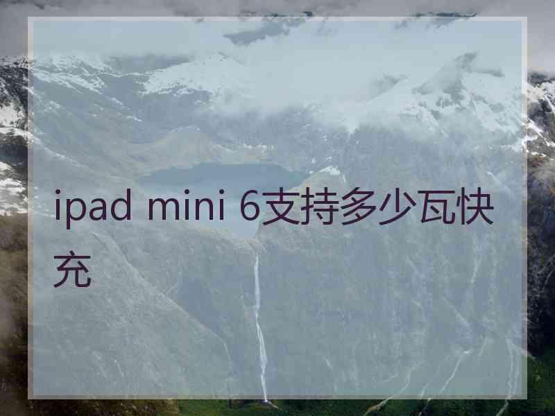 ipad mini 6支持多少瓦快充