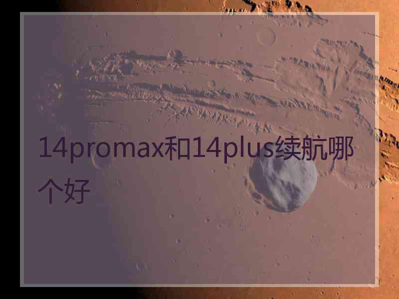 14promax和14plus续航哪个好