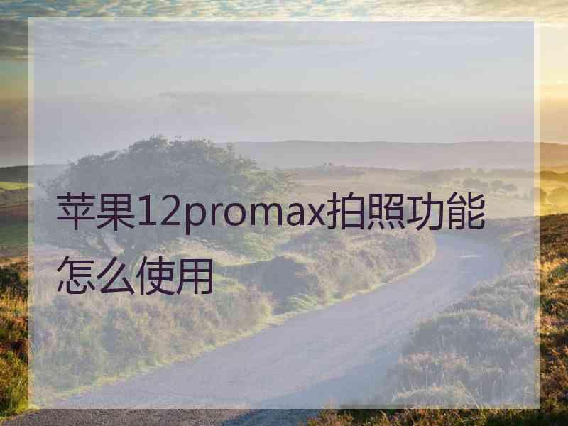 苹果12promax拍照功能怎么使用