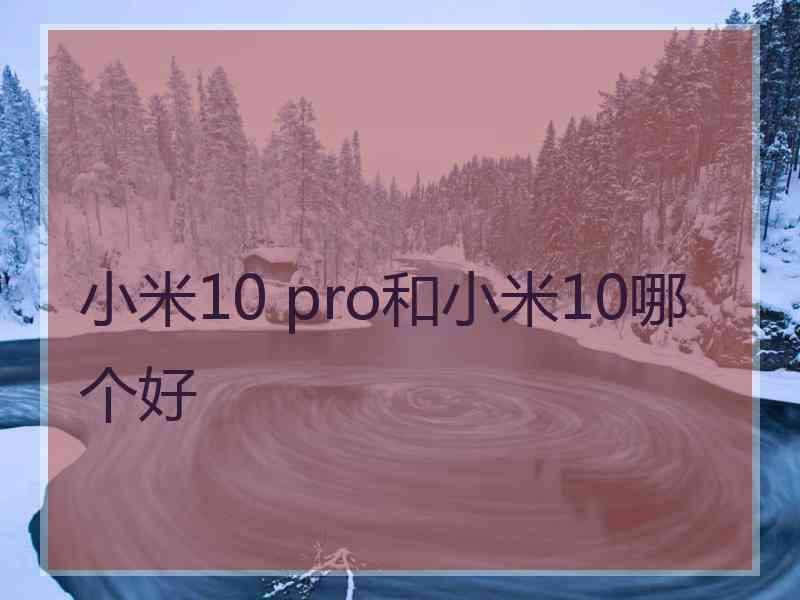 小米10 pro和小米10哪个好