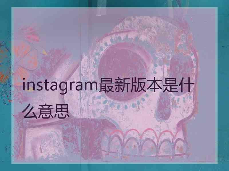 instagram最新版本是什么意思