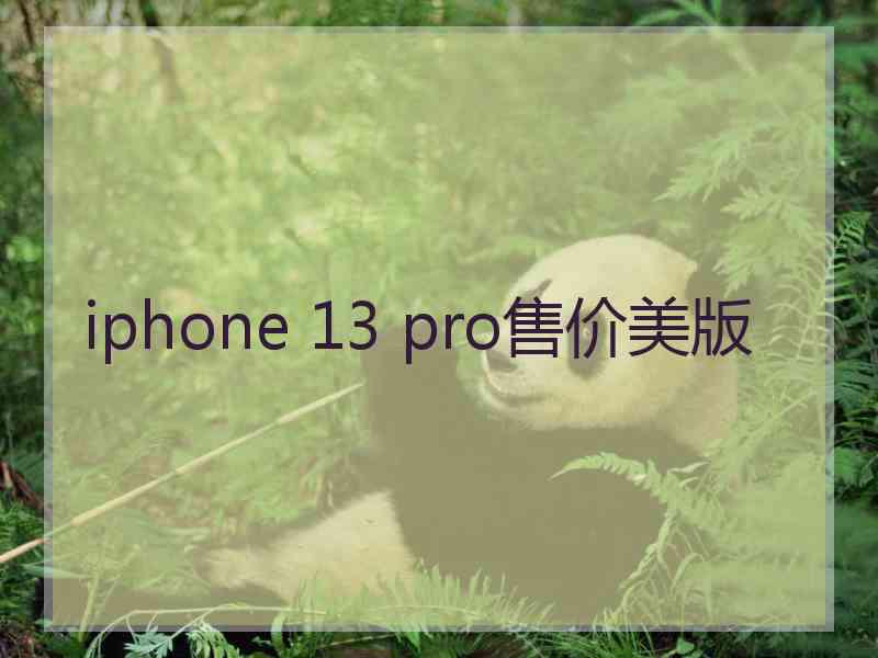 iphone 13 pro售价美版