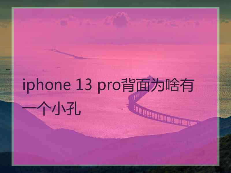 iphone 13 pro背面为啥有一个小孔