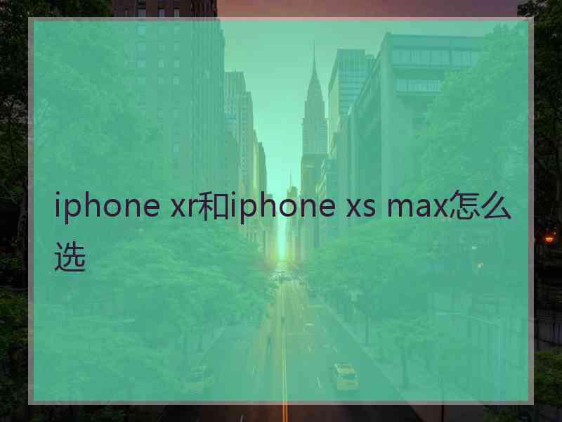 iphone xr和iphone xs max怎么选